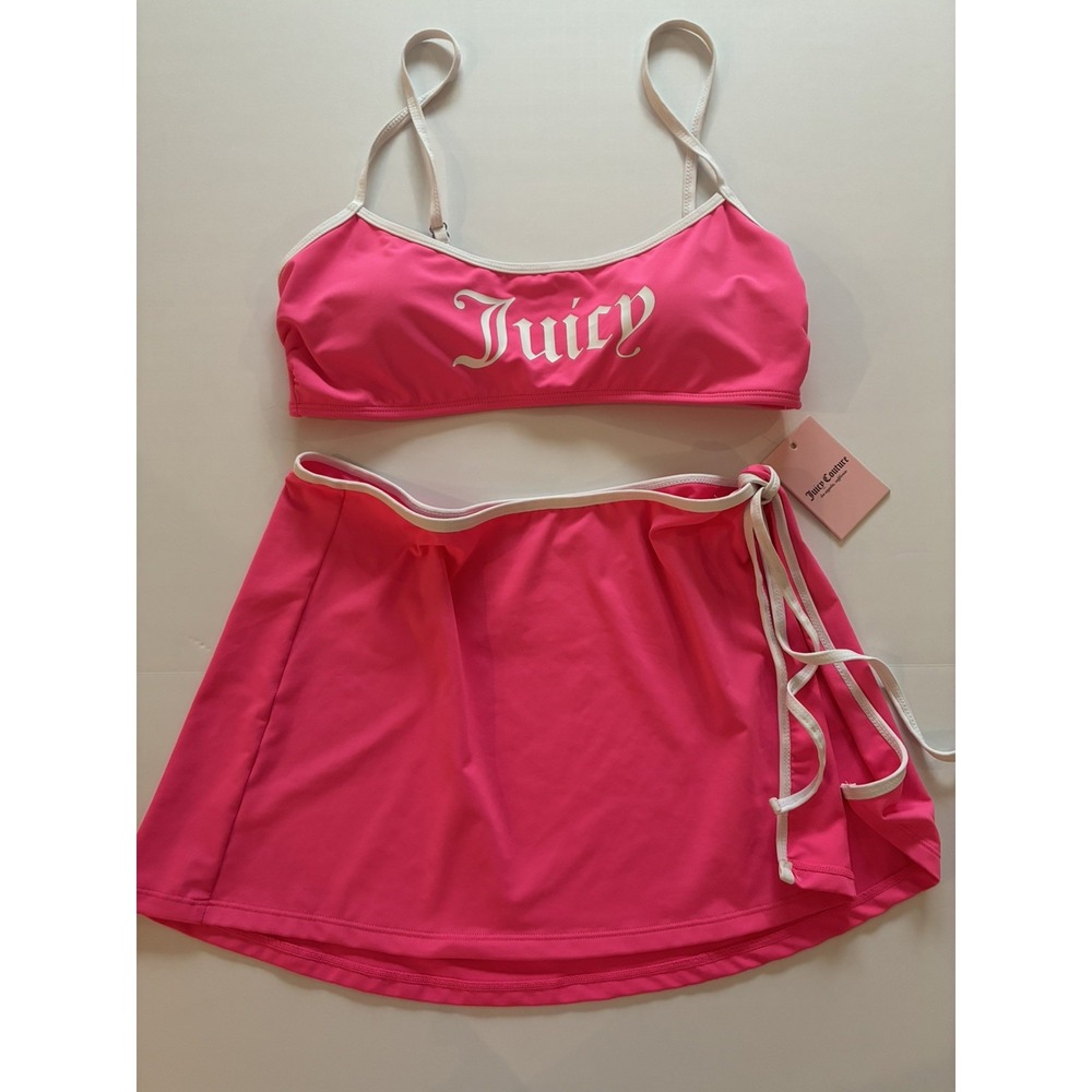 Juicy Couture~ Hot Pink ~ 2-Piece Bikini Top & Cover-Up. Large. NWT